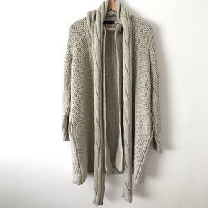 Zara beige stone knit long cardigan scarf sweater